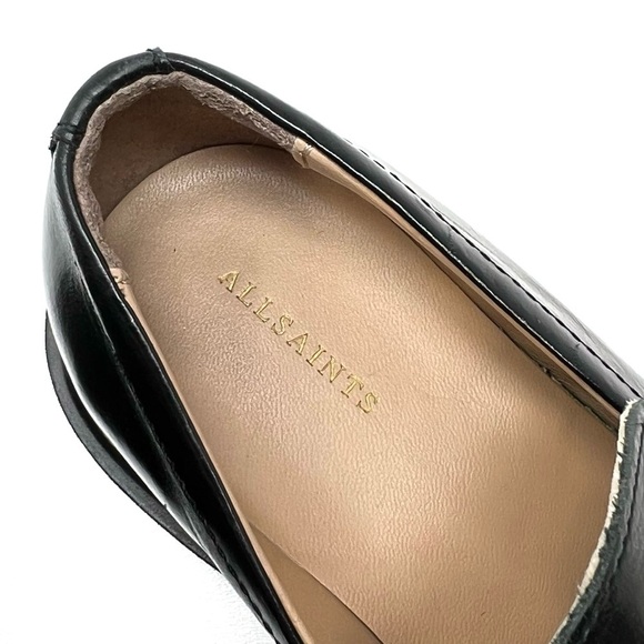Allsaints Lola Studded Apron Toe Loafers Women's Size 6 Black Leather Gold Stud - Picture 11 of 14